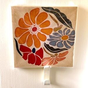 Matte FLORAL Canvas Wall Art Muted Colors Small Space 8 x 8 Wall Art NEW